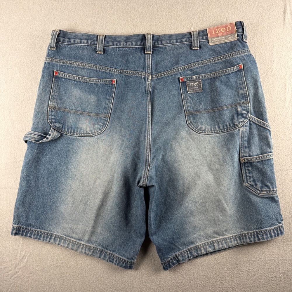 Vintage Izod Jeans Carpenter Shorts Mens 40 Denim Hammer Loop Workwear Skater